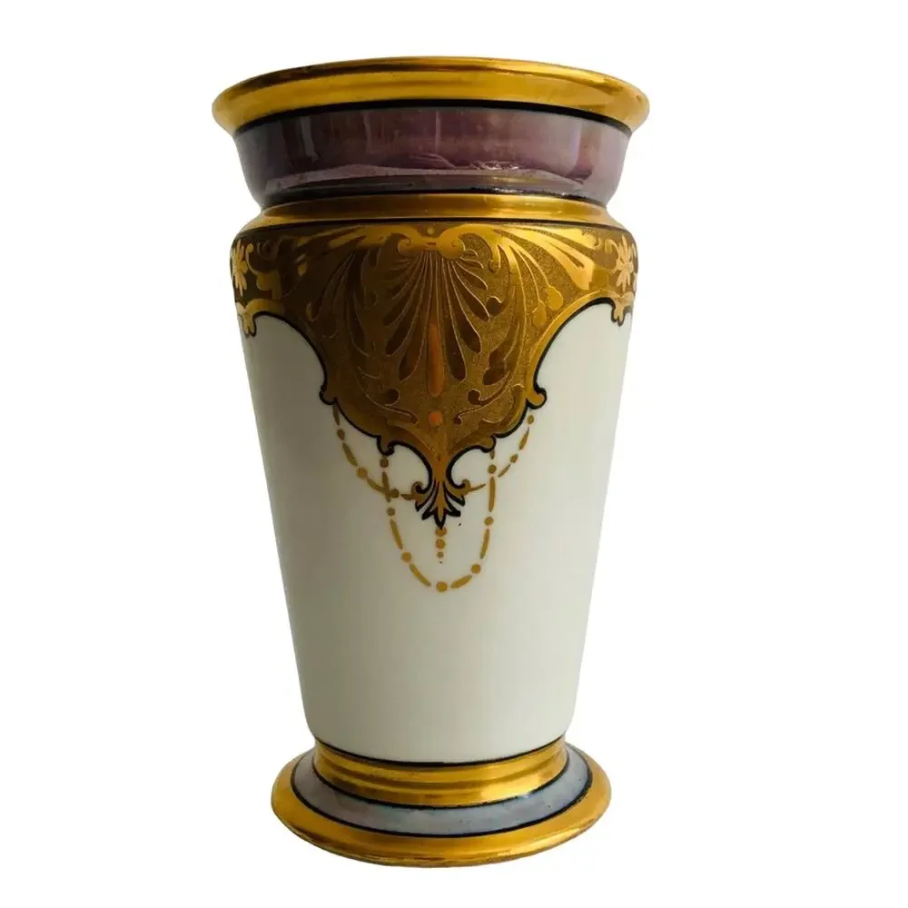 1930s STEINER STUDIOS CA Vase Art Deco 24k GOLD Glossy Antique PA ARZBERG